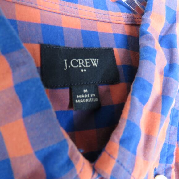 J. Crew Men's Blue And Orange Plaid Button Down Shirt Medium Preppy Classic - Picture 4 of 6